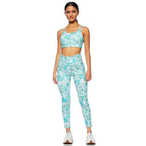 New X by Gottex Set - Sports Bra and Leggings Size XS/S in Aqua Peony Print